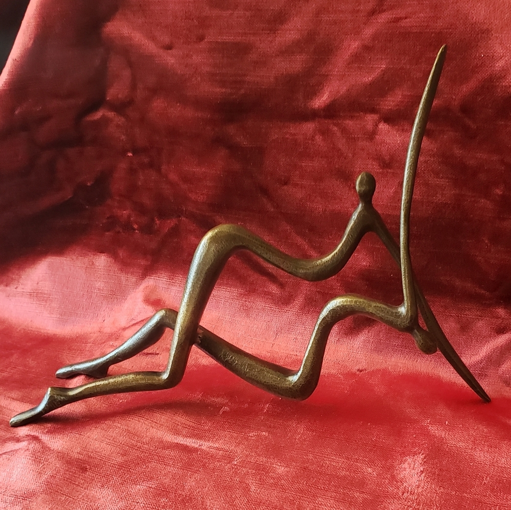 NOVICA Emne Al-Haje "Undulations" Bronze Sculpture Modern Signed, Made in Brazil
